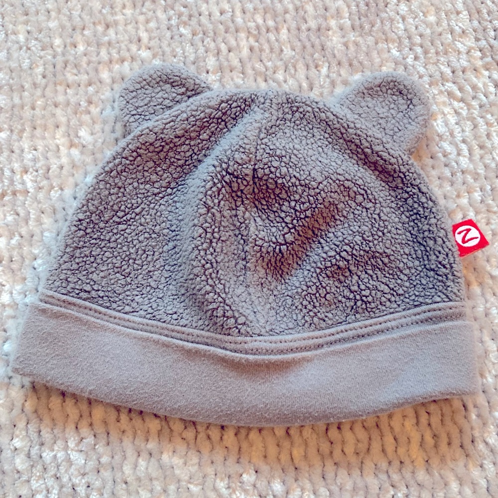 Zutano Sherpa Bear Hat, Gray‎ Fleece, 6 Months